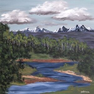 RIVER OF LIFE IN THE VALLEY  - original acrylic on canvas painting